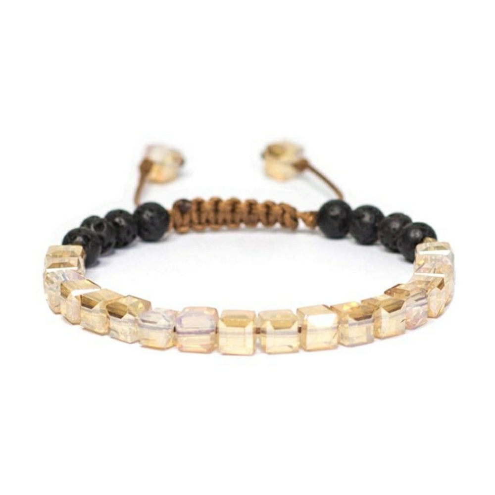 Glass lava bead pyrite adjust. diffuser bracelet